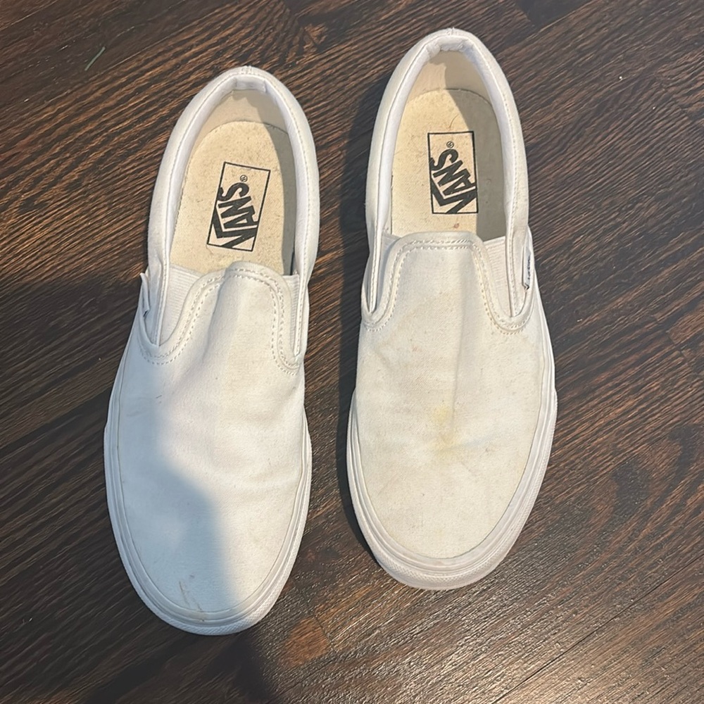 White vans slip on shoes size 9.5